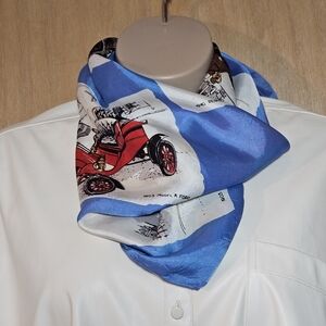 Vintage Made in Italy Pure Silk Scarf Early Motoring Antique Cars London 26